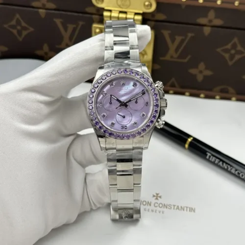 Rolex Daytona Mother Of Pearl Purple Dial Bezel Stone CZ 40mm